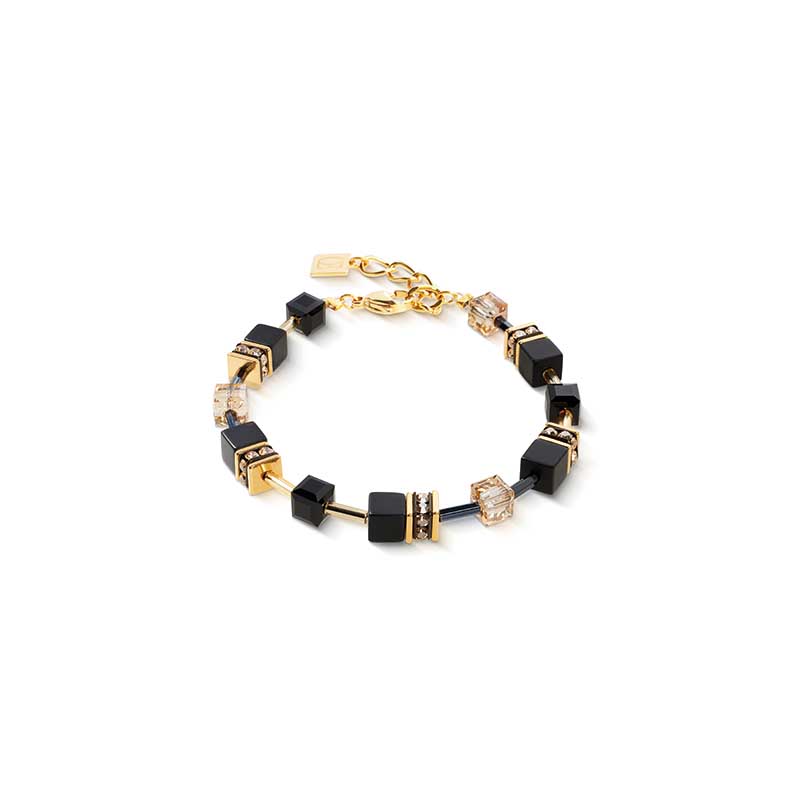 Coeur de Lion GeoCube® Natural Onyx & Gold Bracelet